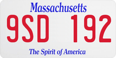 MA license plate 9SD192