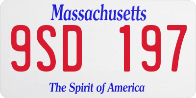 MA license plate 9SD197
