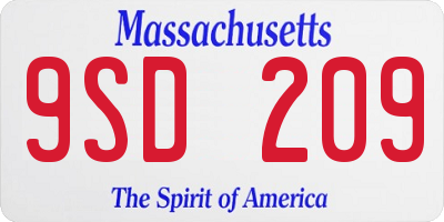 MA license plate 9SD209