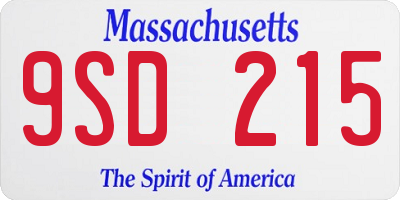 MA license plate 9SD215