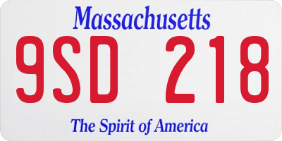 MA license plate 9SD218