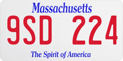 MA license plate 9SD224