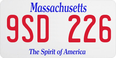 MA license plate 9SD226