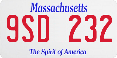 MA license plate 9SD232