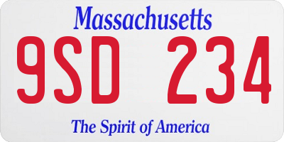 MA license plate 9SD234