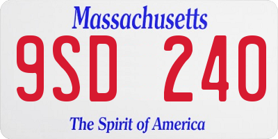 MA license plate 9SD240