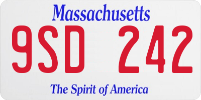 MA license plate 9SD242