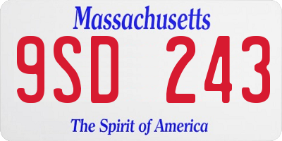 MA license plate 9SD243