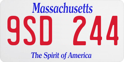 MA license plate 9SD244
