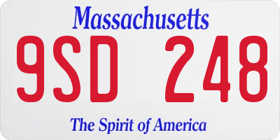 MA license plate 9SD248
