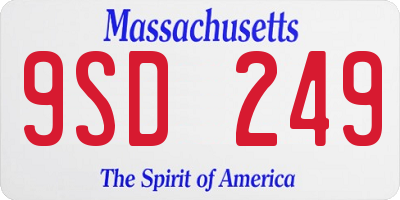 MA license plate 9SD249