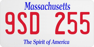 MA license plate 9SD255