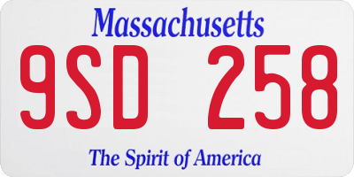 MA license plate 9SD258