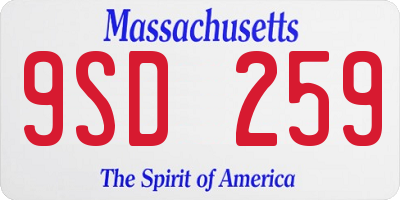 MA license plate 9SD259