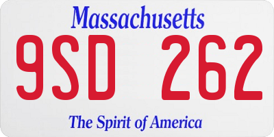 MA license plate 9SD262