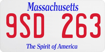 MA license plate 9SD263