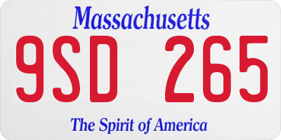 MA license plate 9SD265