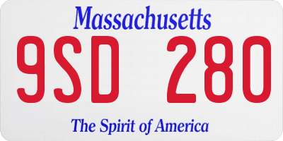 MA license plate 9SD280