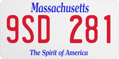 MA license plate 9SD281