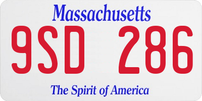 MA license plate 9SD286
