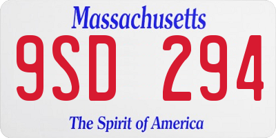 MA license plate 9SD294