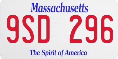 MA license plate 9SD296