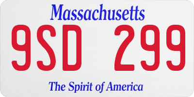 MA license plate 9SD299