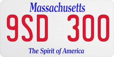 MA license plate 9SD300