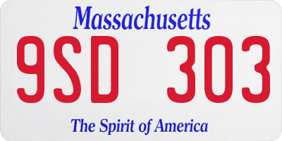 MA license plate 9SD303