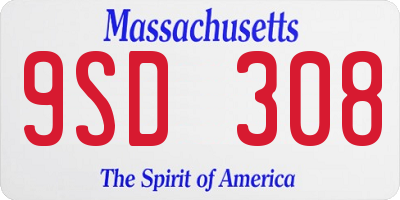 MA license plate 9SD308
