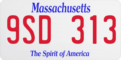MA license plate 9SD313