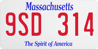 MA license plate 9SD314