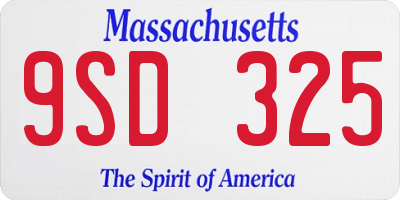 MA license plate 9SD325