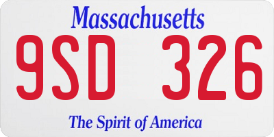 MA license plate 9SD326