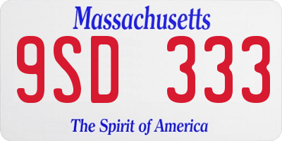 MA license plate 9SD333