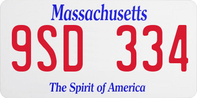 MA license plate 9SD334