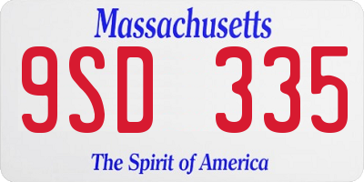 MA license plate 9SD335