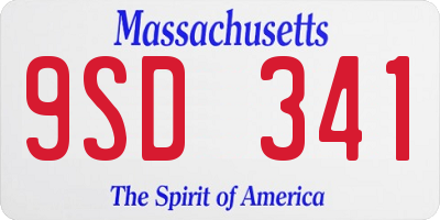 MA license plate 9SD341