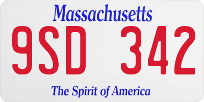 MA license plate 9SD342