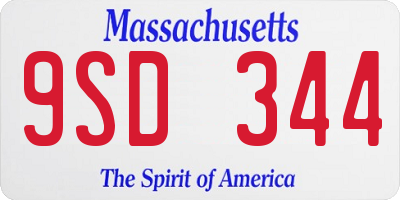 MA license plate 9SD344
