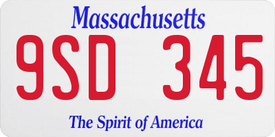MA license plate 9SD345
