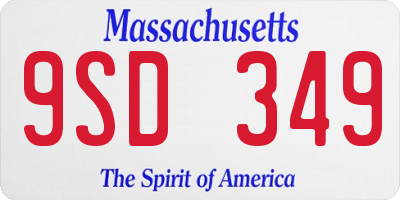 MA license plate 9SD349