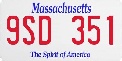 MA license plate 9SD351