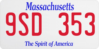 MA license plate 9SD353