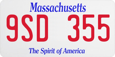 MA license plate 9SD355