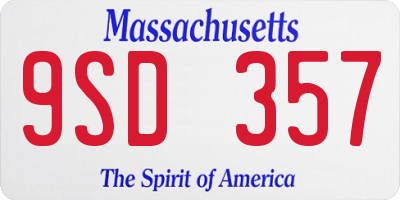 MA license plate 9SD357