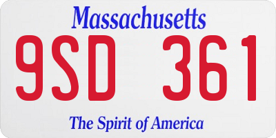 MA license plate 9SD361