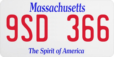 MA license plate 9SD366