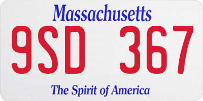 MA license plate 9SD367