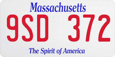 MA license plate 9SD372